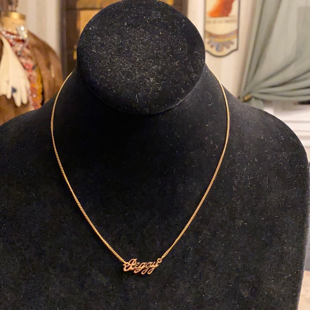 Goldtone Necklace the name Peggy spelled out